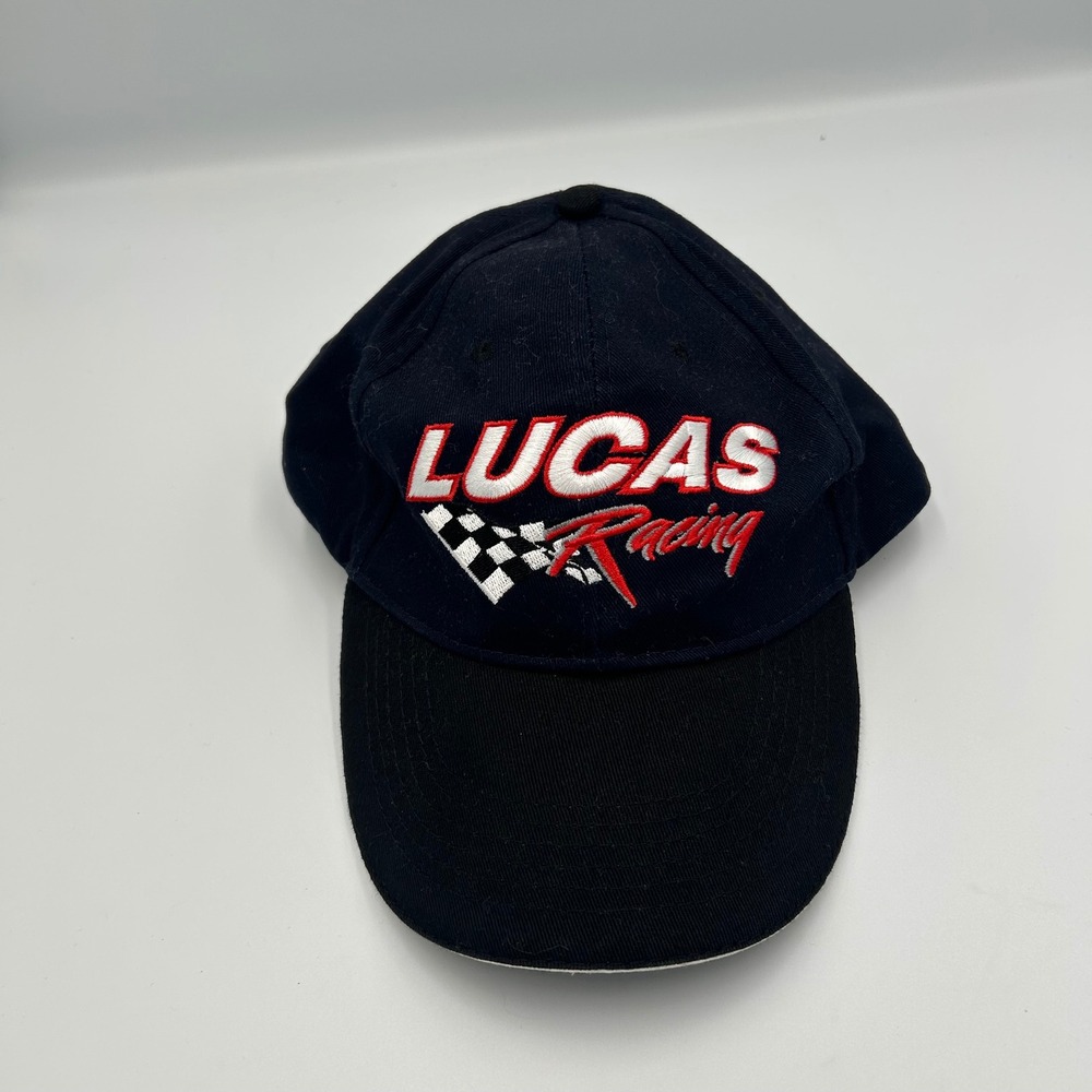 Lucas Oil Racing Hat Mens OSFM Navy Blue Embroidered Adjustable‎ Baseball Cap